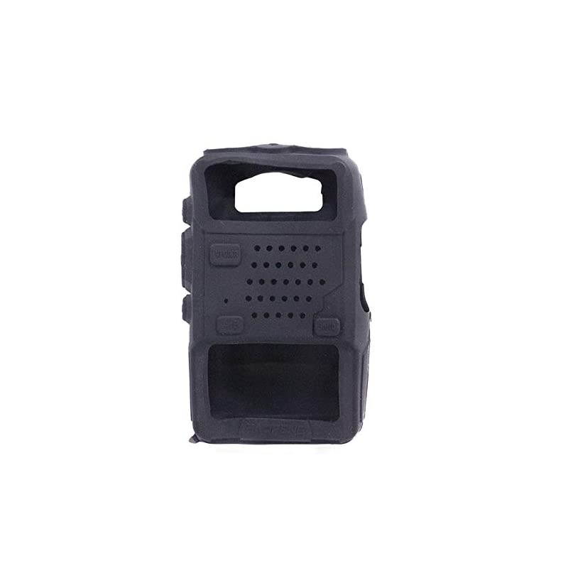 5pcs Handheld Soft Rubber Case Portable Silicone Cover Shell for  UV-5R Walkie Talkie Two Way Radios (Black)