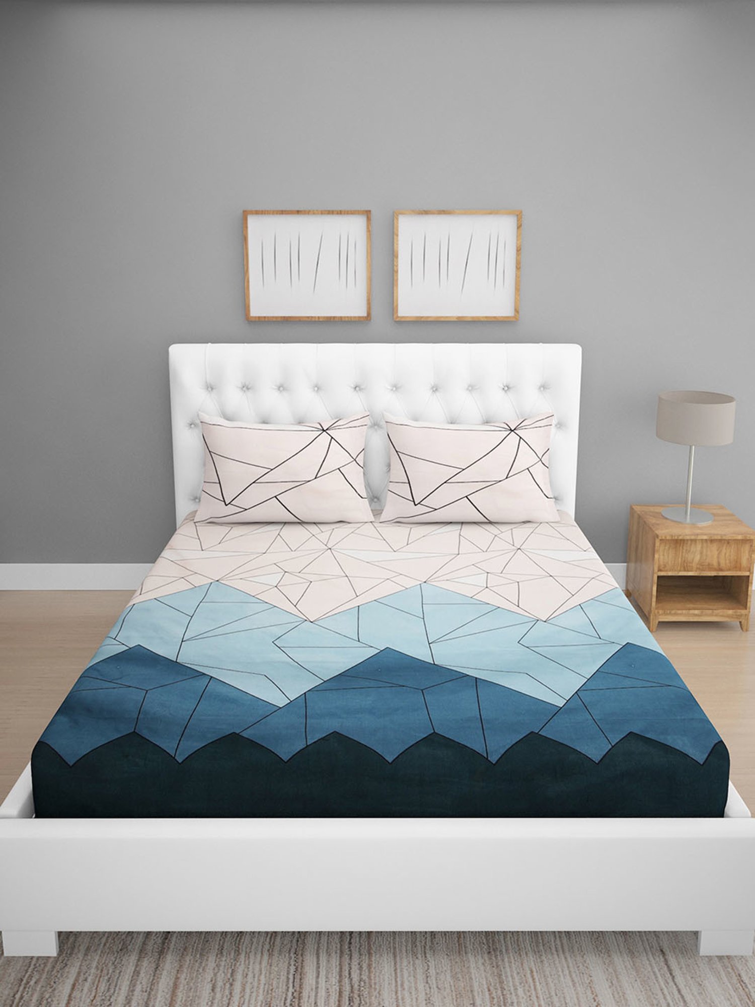 Romee Cream Microfibre Geometric Bed Sheets