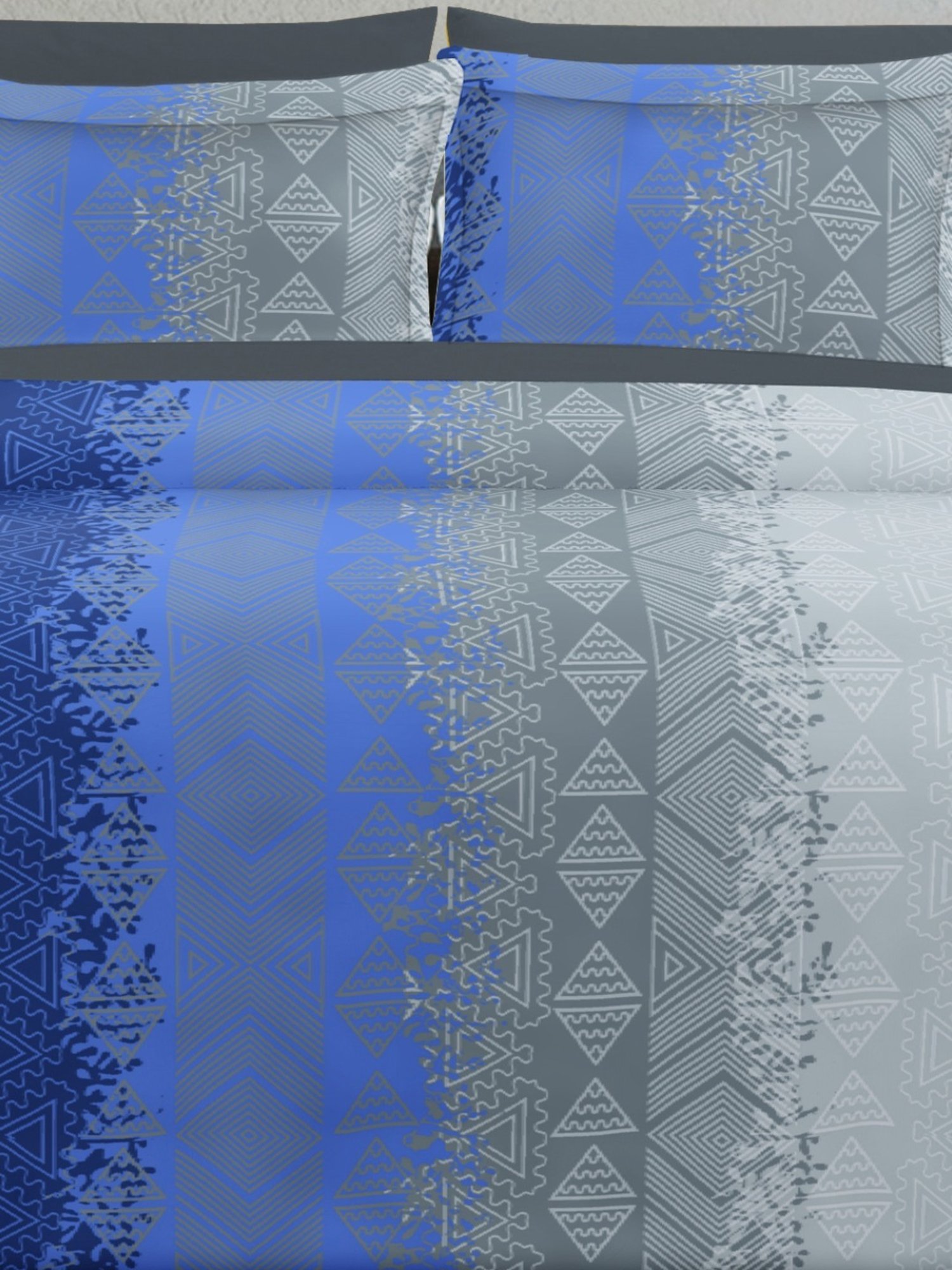 Ariana Sorrento Geometric Blue 144 TC Cotton Super king Bedsheet with 2 Pillow Covers