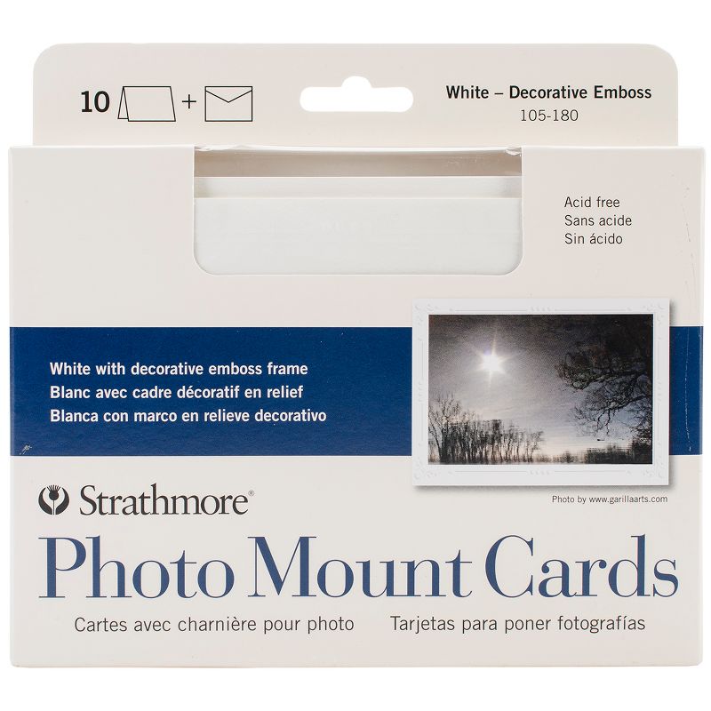 Strathmore Cards & Envelopes 5"X6.875" 10/Pkg-White W/Decorative Emboss Frame