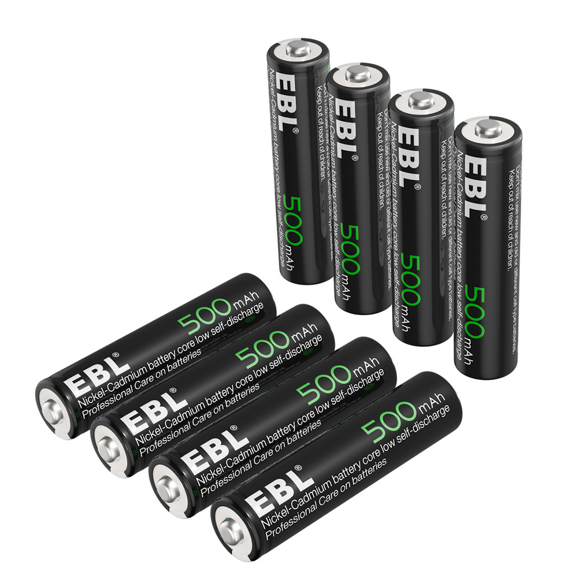 EBL 8 Pcs AAA 1.2V Rechargeable Batteries 500mAh Ni-Cd Battery for TV Keyboards