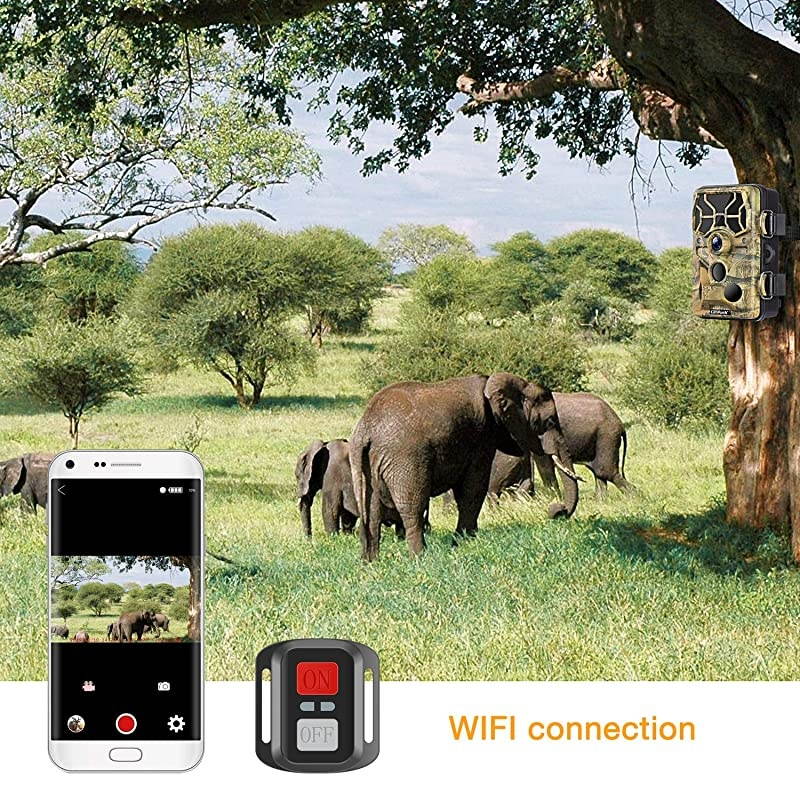 Trail CameraWiFi 20MP 1296P Hunting Game Camera with Night Vision Motion Activated for Outdoor Wildlife Monitoring Waterproof IP66