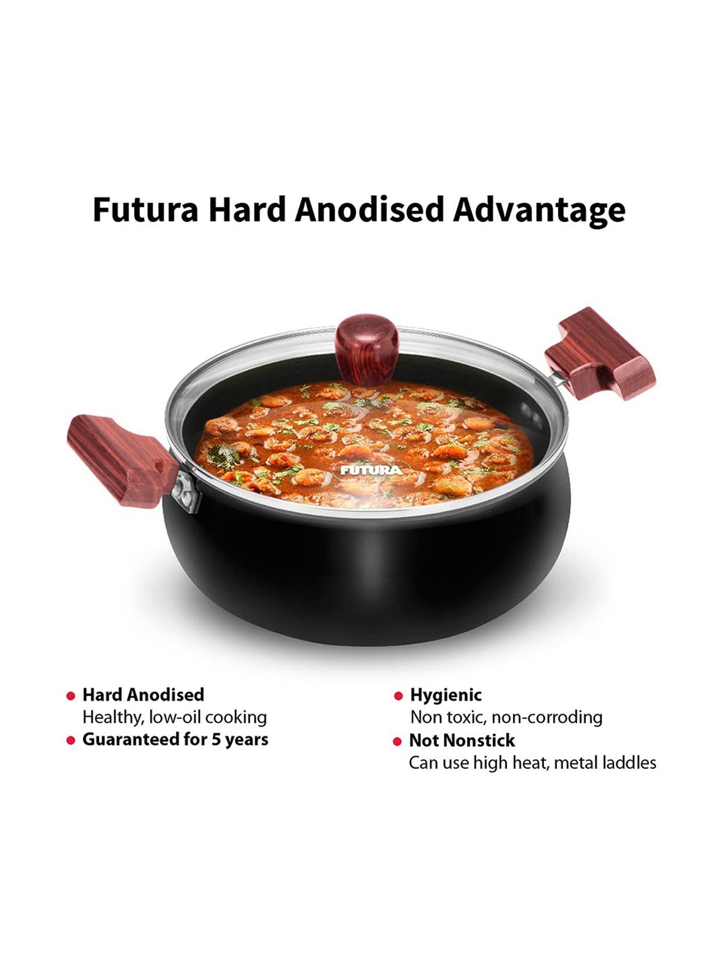 Wonderchef Ebony Hard Anodized Non-stick Biryani Handi with Lid