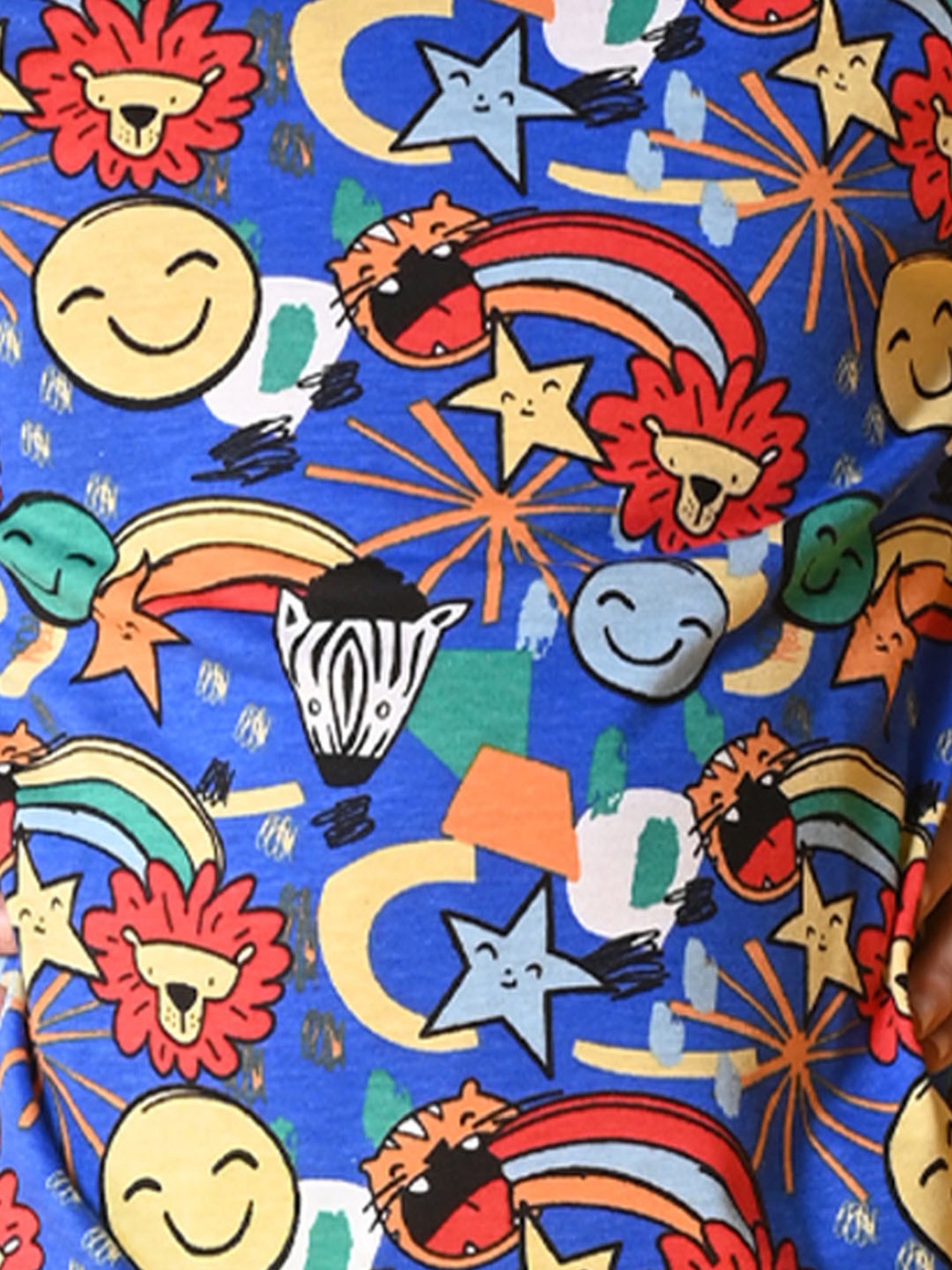 Anthrilo Kids Blue & Green Cotton Printed T-Shirt Set