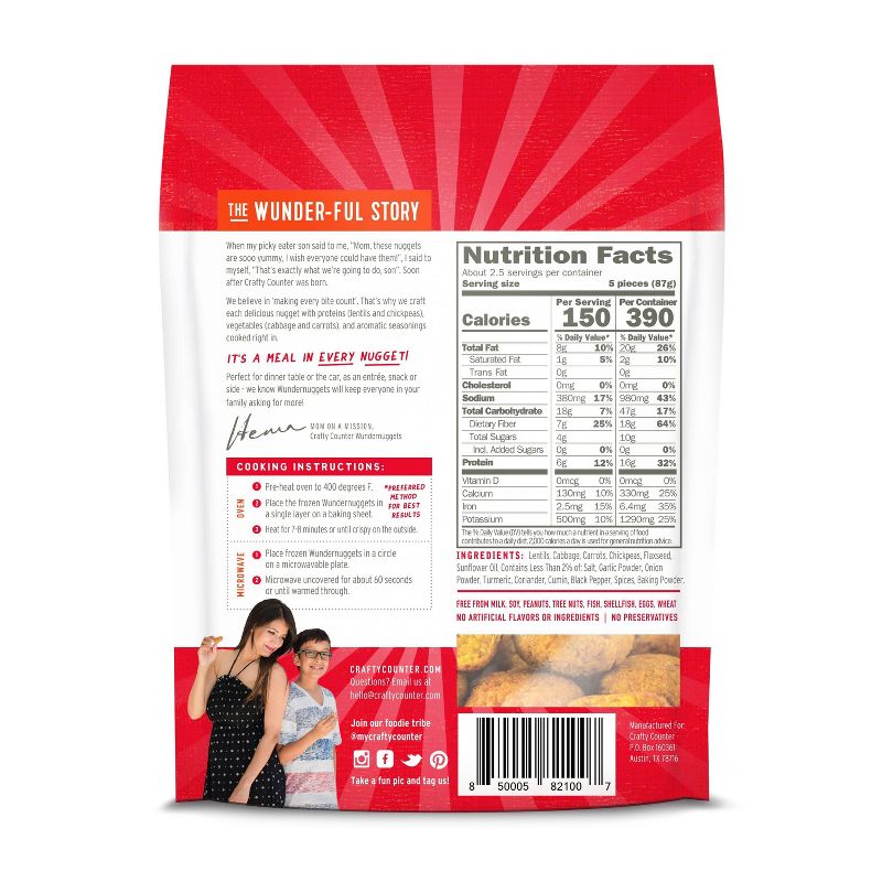 Crafty Counter Gluten Free Frozen Tumeric Lentil Wunder Nuggets - 8oz