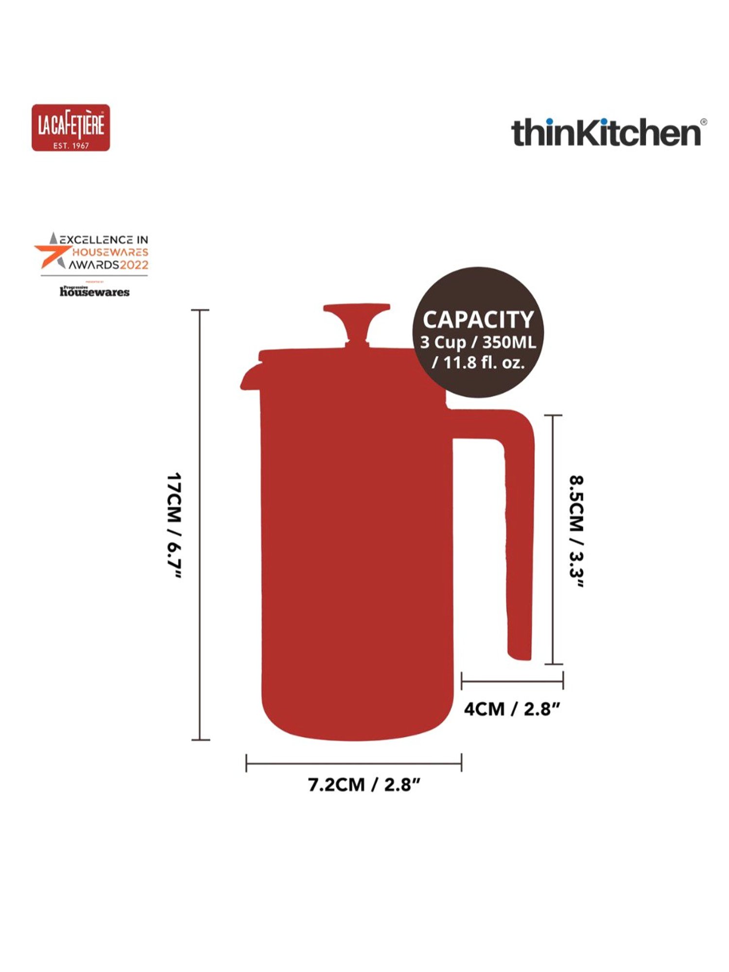 La Cafetiere Pink Stainless Steel Coffee Maker (350ml)