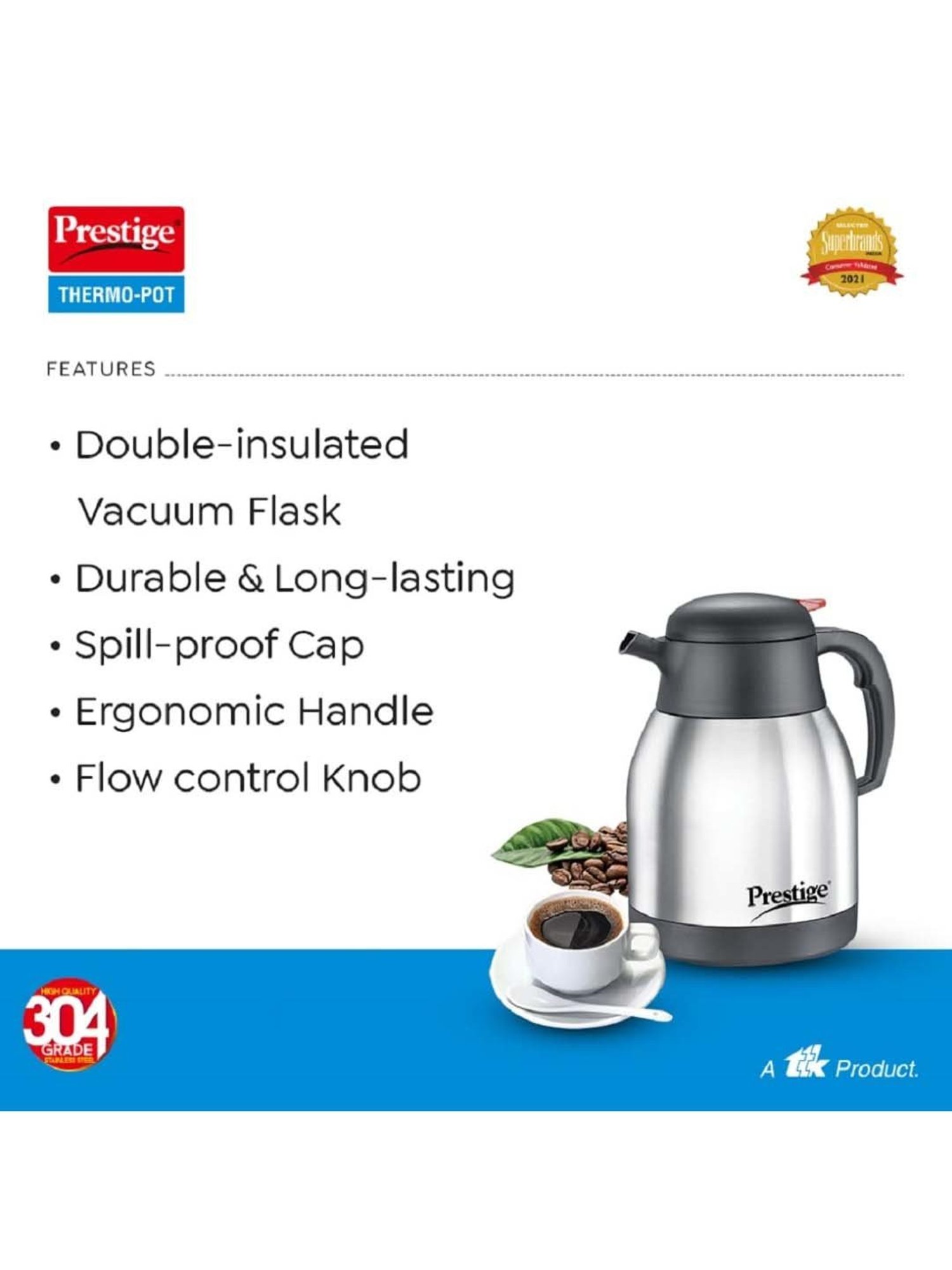 Milton Silver Stainless Steel Thermal Flask (1000 ml) - Set of 1