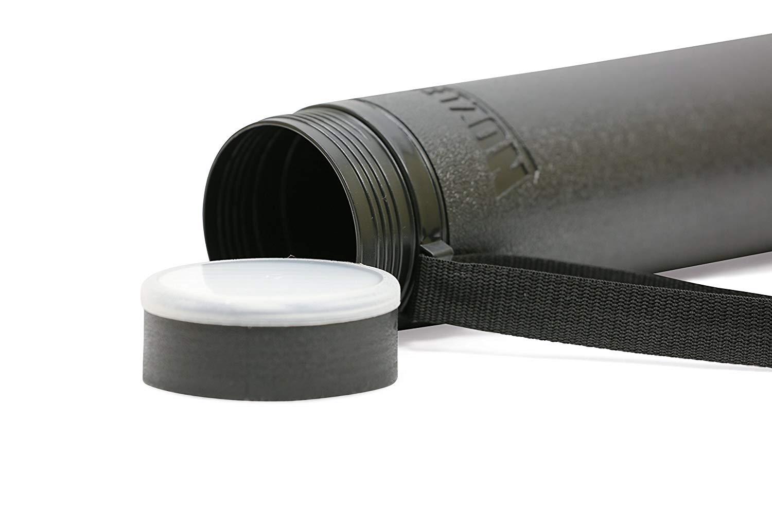 Nozlen Document Poster Tube - Black Plastic Storage Tube Expands from 24.5" up to 40" with Clear ID Card Cap - Water and Light Resistant - Telescoping For Posters, Artwork and Drawings Model DT3001