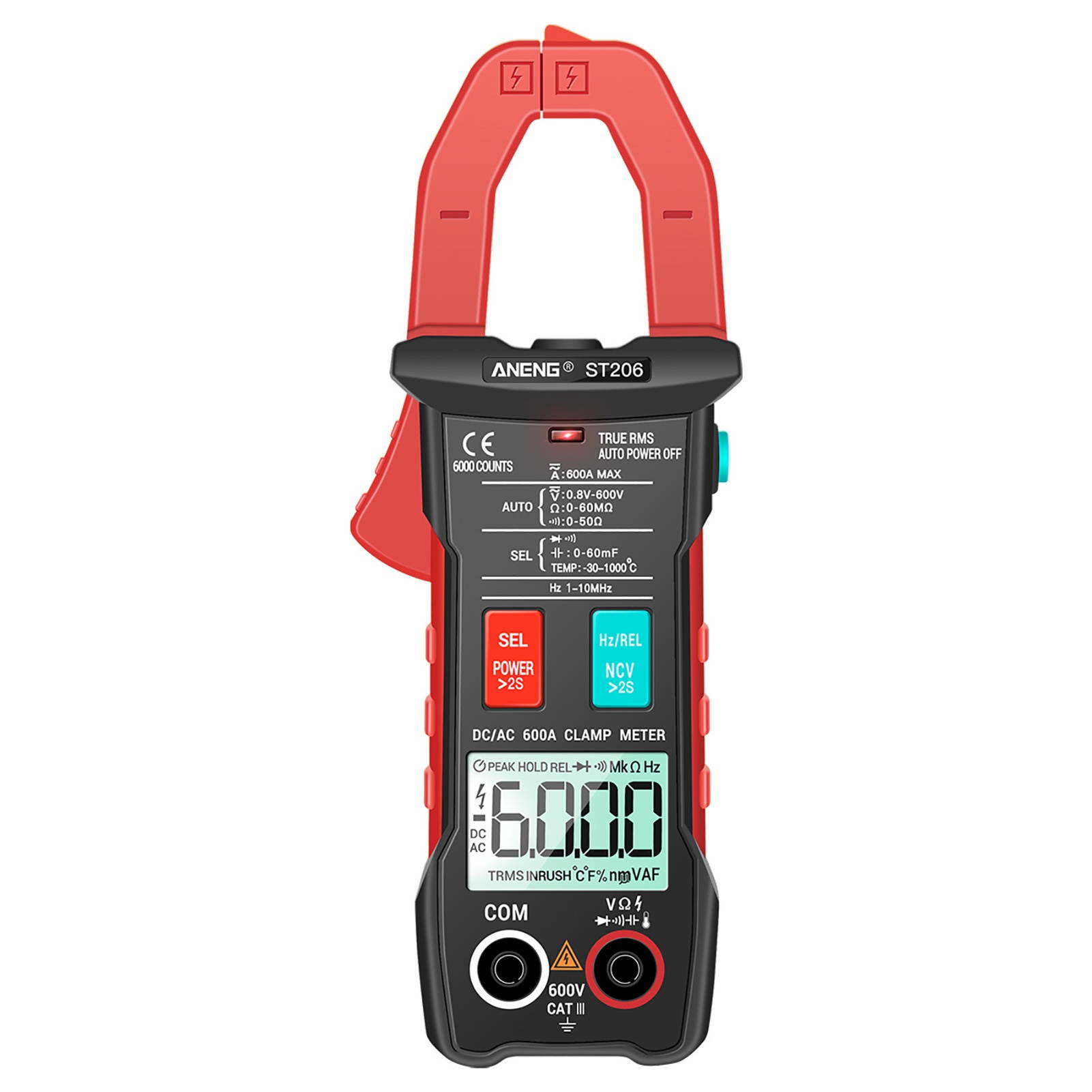 ANENG Digital Clamp Meter AC/DC Current Clamp True-RMS Multimeter Auto-Ranging Multi Tester with Amp Volt Ohm Inrush Current Resistance Capacitance Continuity Diode Temperature Frequency NCV Tests for