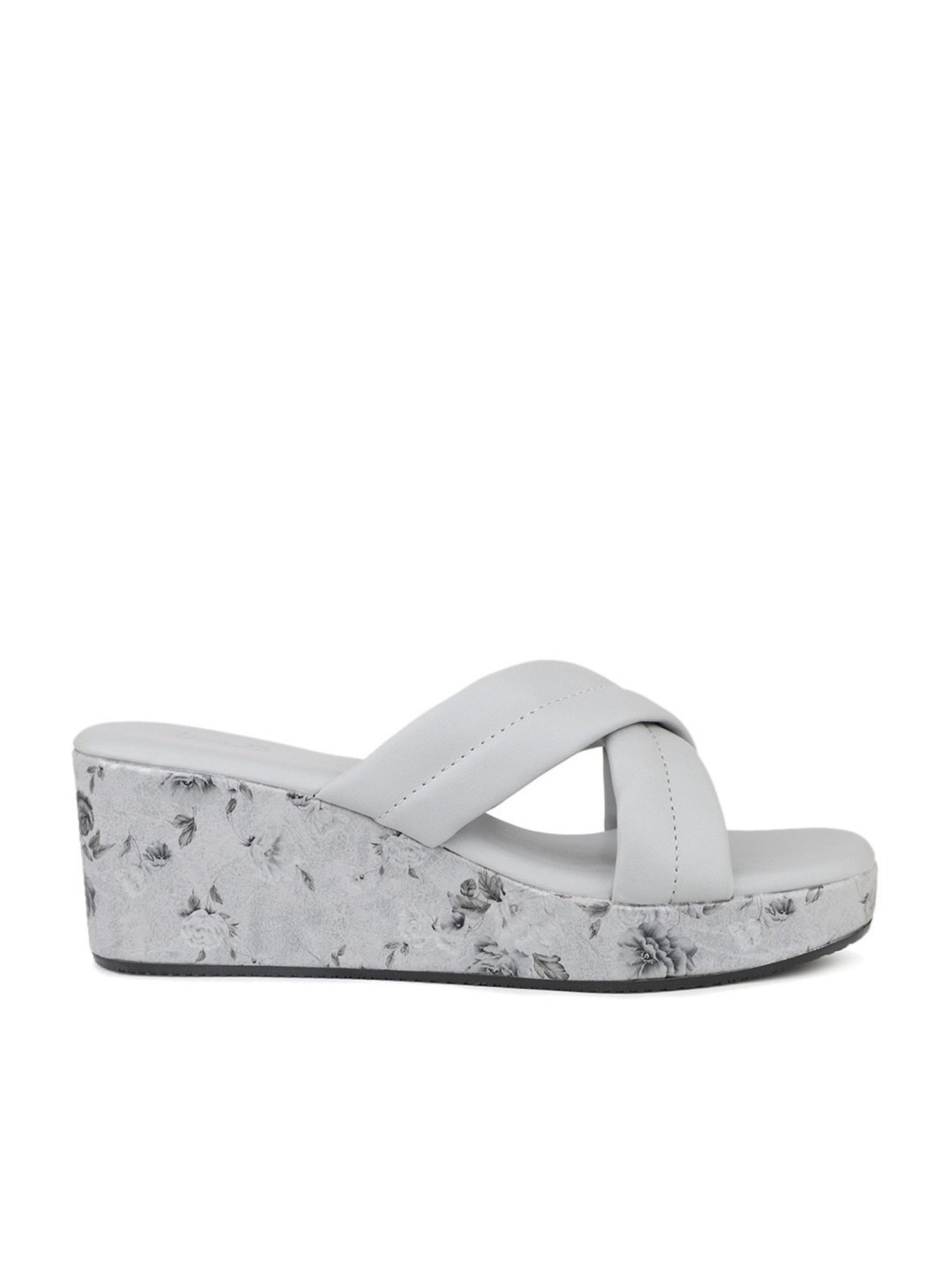 Inc.5 Women's Grey Cross Strap Wedges