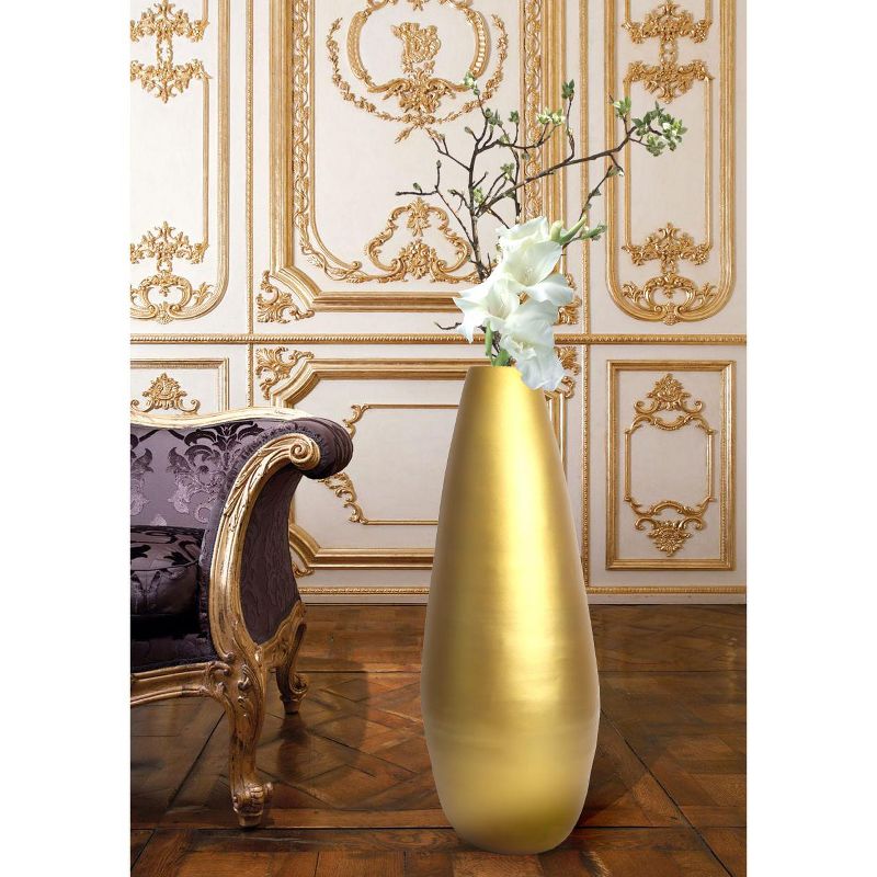 Uniquewise 31.5" Spun Bamboo Modern Tall Floor Vase, Gold Metallic