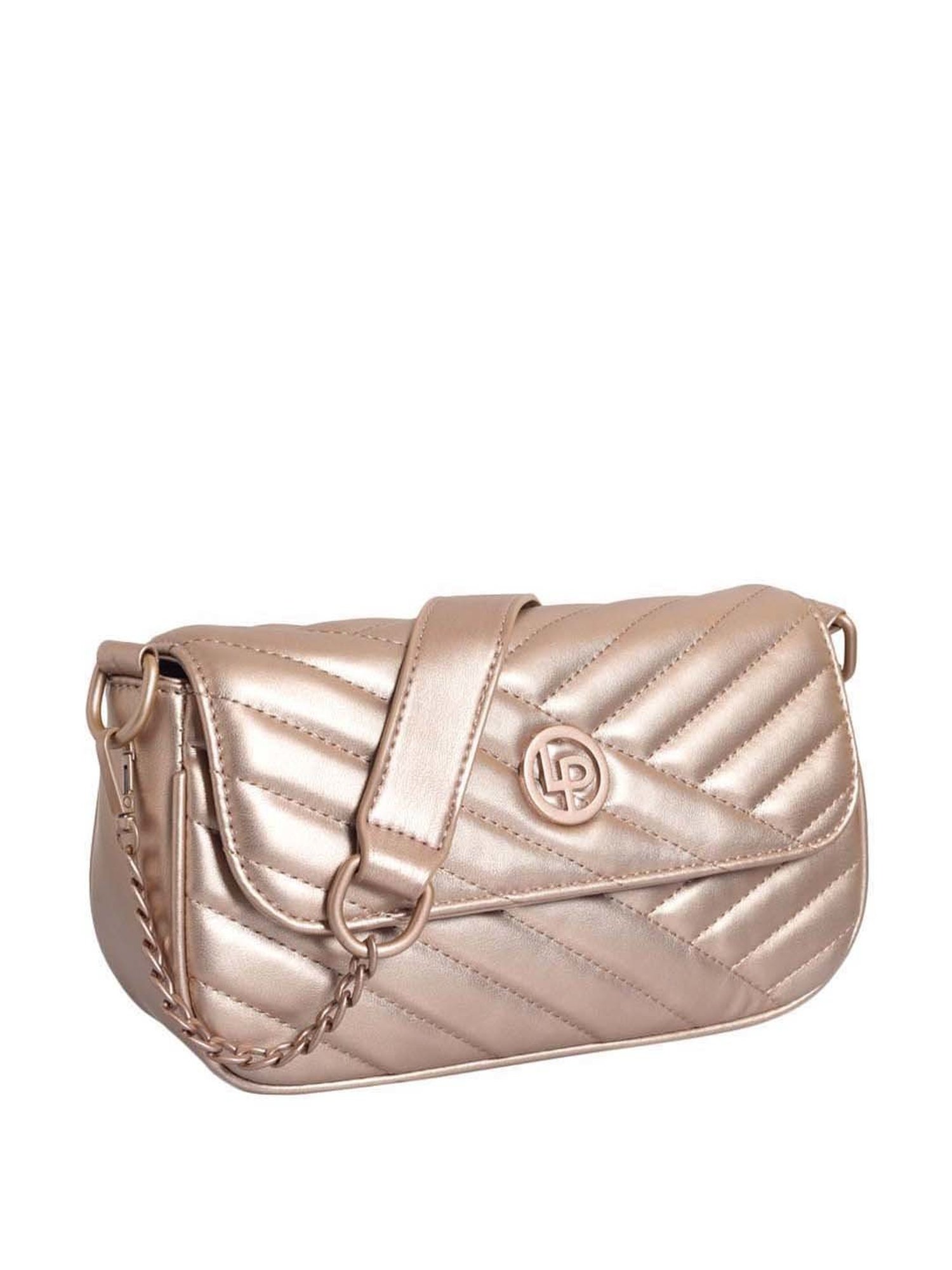 Lino Perros Golden Quilted Medium Sling Handbag