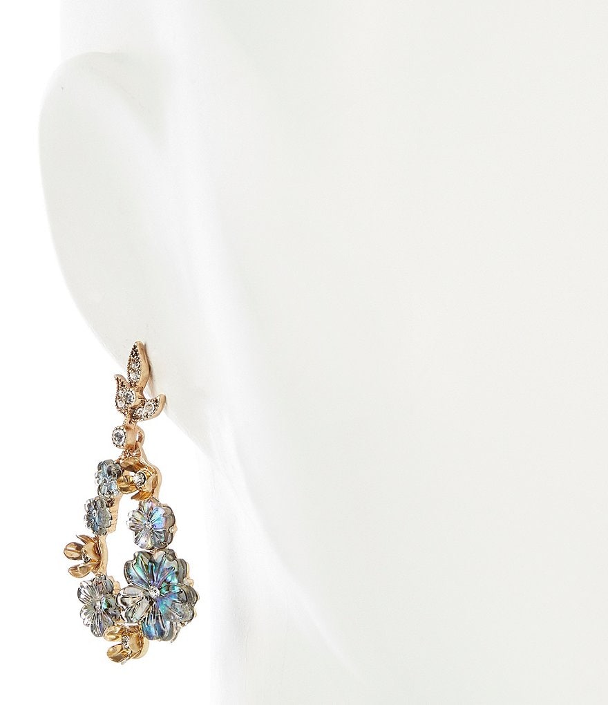 Lonna & Lilly Abalone Flower Open Drop Statement Earrings