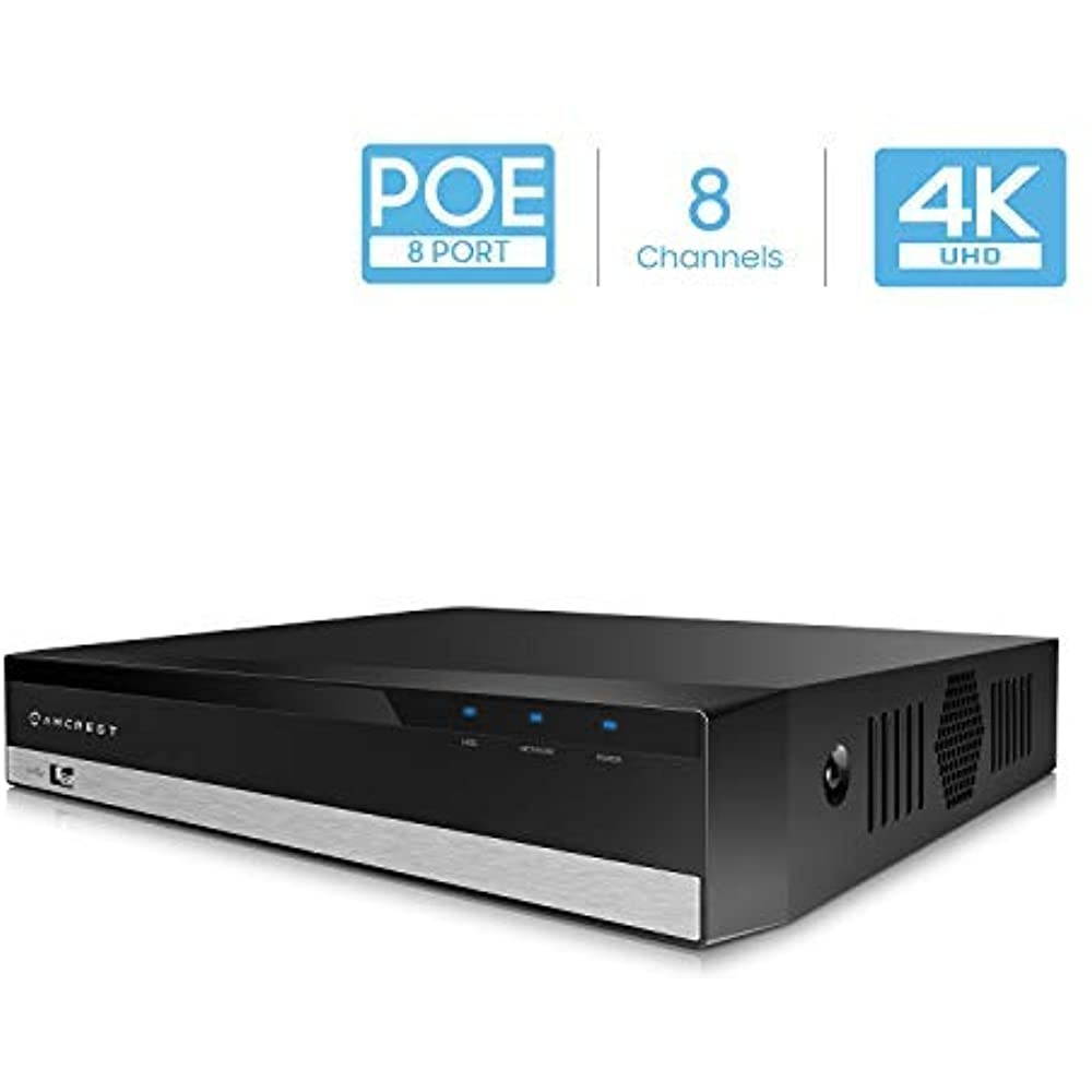 Amcrest NV2108E-HS 8CH PoE NVR 4K/6MP/5MP/4MP/3MP/1080P Network Video Recorder, 8-Channels, Supports 8 x 4K IP Cameras, HDD Not Included (Supports up to 6TB Hard Drive)