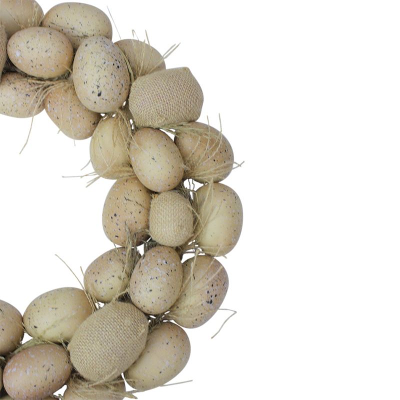 Raz Imports 15.5" Unlit Brown Burlap with Twigs Artificial Speckled Easter Egg Wreath