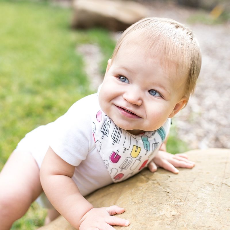 Bebe au Lait Muslin Popsicle Print Bandana Bib - White