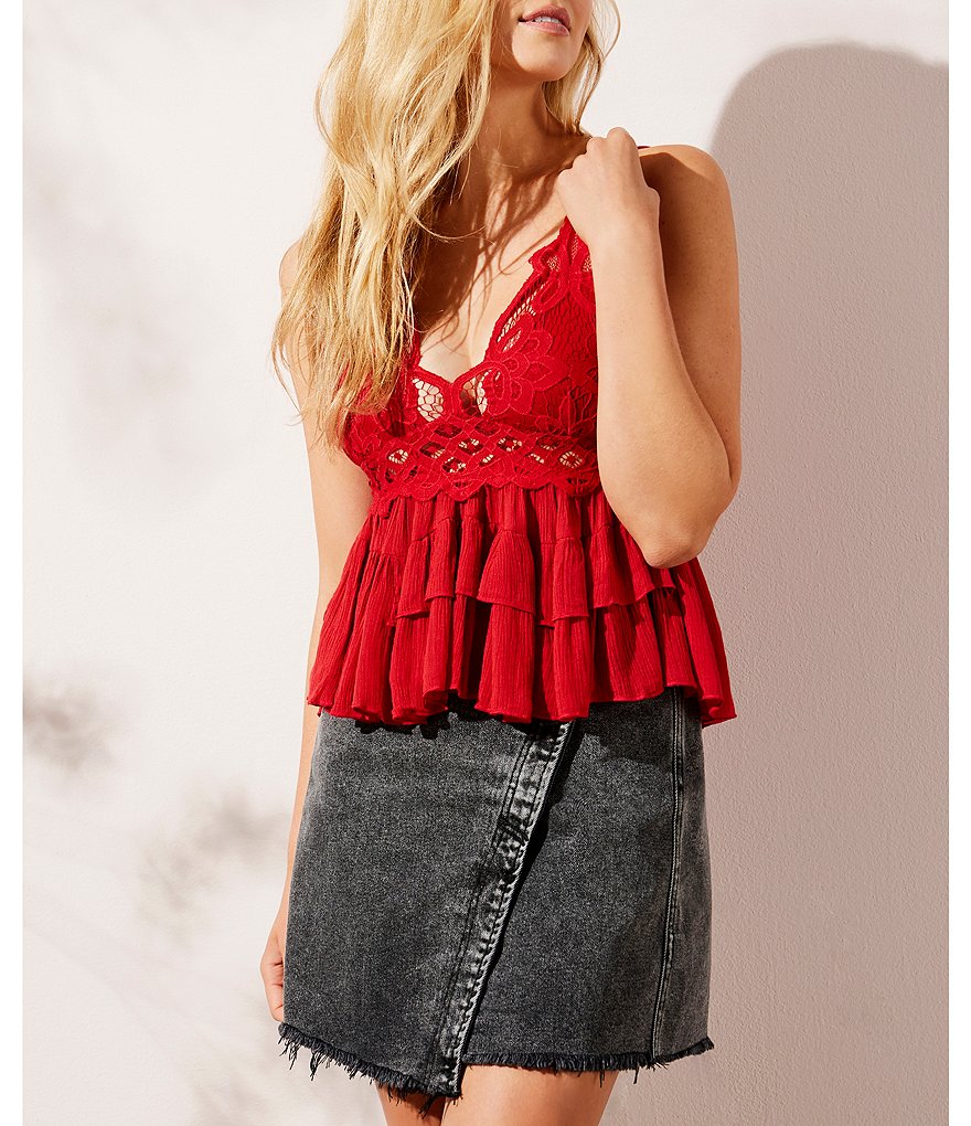 J.McLaughlin Durham Sleeveless Ruffle V-Neck Denim Blouse