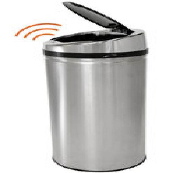 iTouchless 8 Gallon Round Stainless Steel Automatic Sensor Touchless Trash Can