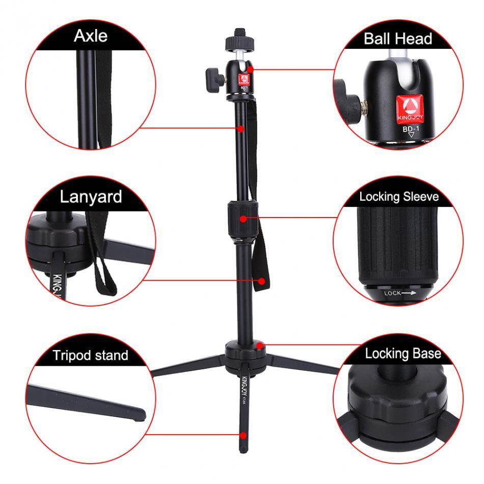KINGJOY KT-200+BD-1 Portable Table Tripod Aluminum Mini Tripod Flexible Camera Ball Head Stand