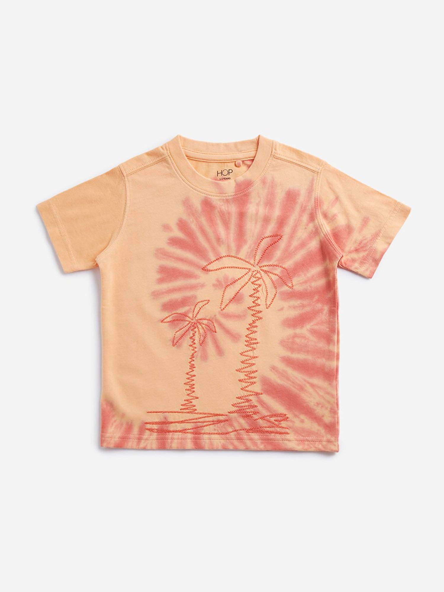 HOP Kids by Westside Orange Tie-Dye Design Embroidered T-Shirt