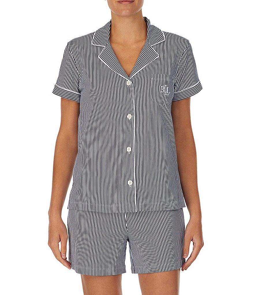 Lauren Ralph Lauren Striped Printed Knit Top & Shorts Coordinating Pajama Set