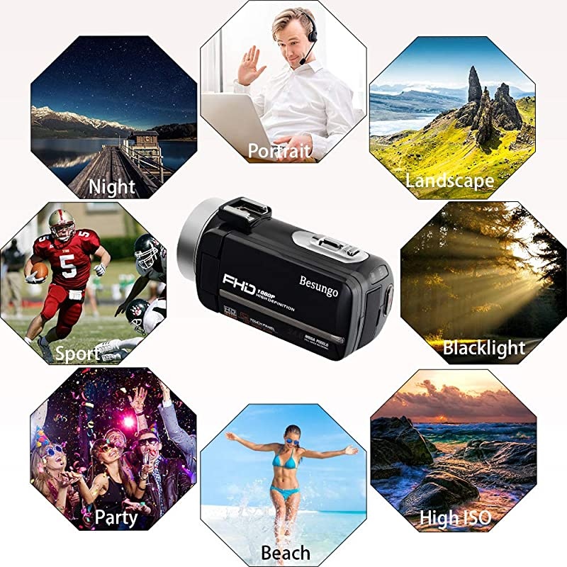 Full Upgrade?  Ultra HD Video Camera Camcorder with Powerful Microphone 1080P Vlogging Camera YouTube Digital Recorder Camera,Lens Hood, Battery Charger