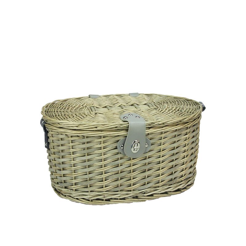Northlight 15.5" Hand Woven Willow 2-Person Picnic Basket and Accessory Set - Brown