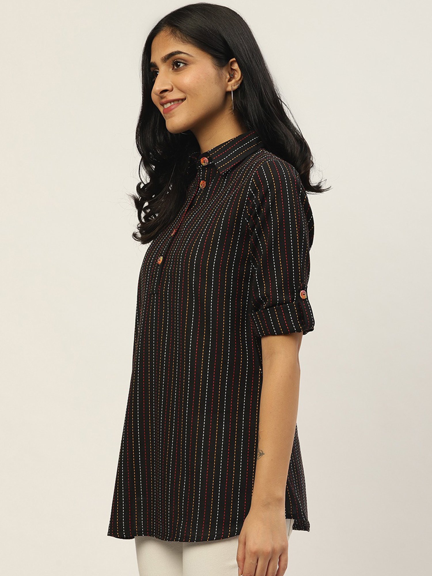 Cottinfab Black Embroidered Cotton Top