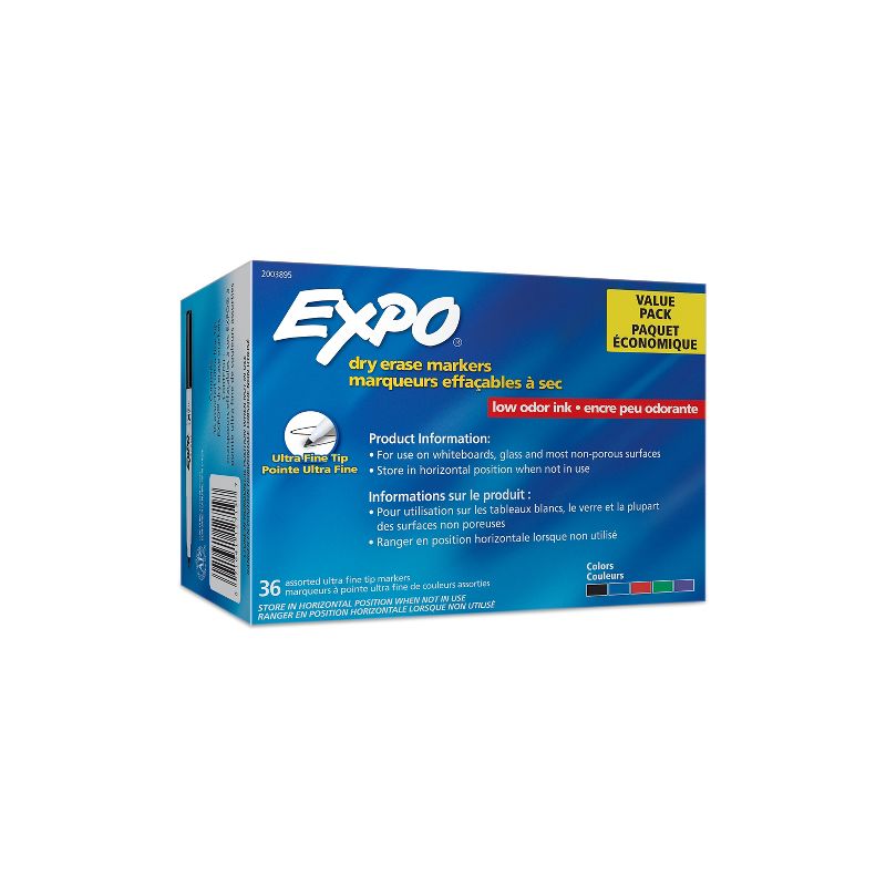 Expo Low Odor Dry Erase Markers Ultra Fine Tip Assorted Colors 36 Count 2724880