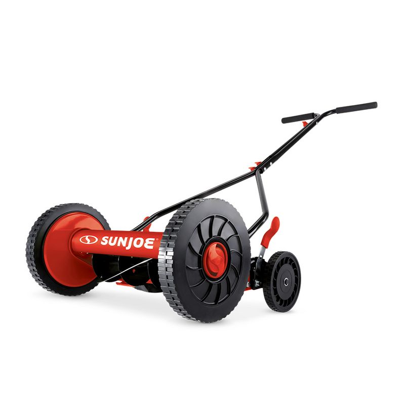 Sun Joe MJ503M-RED Manual Reel Mower | 14-Inch | Quad Wheel | 9-Position (Red)