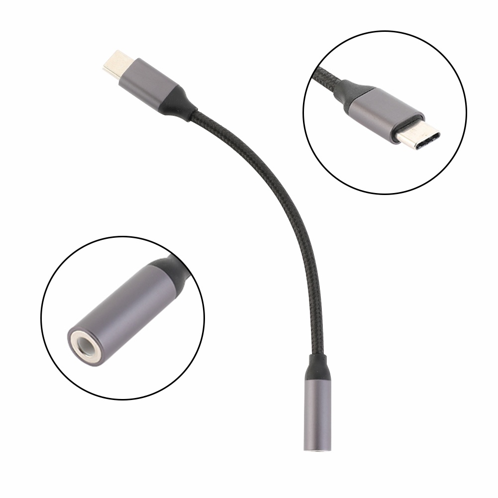 Nylon USB-C Type C to 3.5mm Aux Audio Jack Active DAC Headphone Adapter Cable,Headphone Audio Adapter