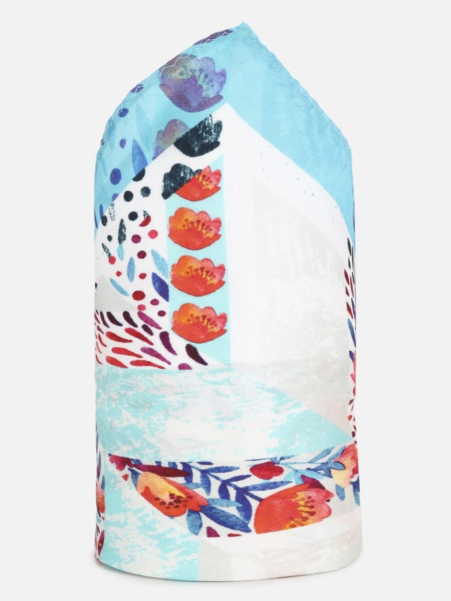 Van Heusen White & Blue Floral Pocket Square