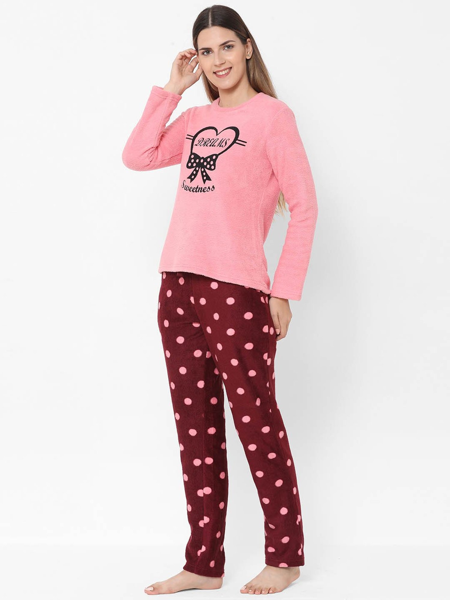 Sweet Dreams Pink Printed Top With Pyjamas