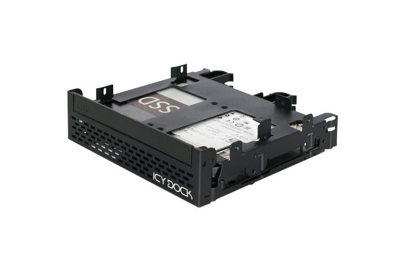 Icy Dock FLEX-FIT Quinto MB344SPO Drive Enclosure for 5.25" IDE, Serial ATA, SAS External - Black - 4 x HDD Supported - 4 x SSD Supported
