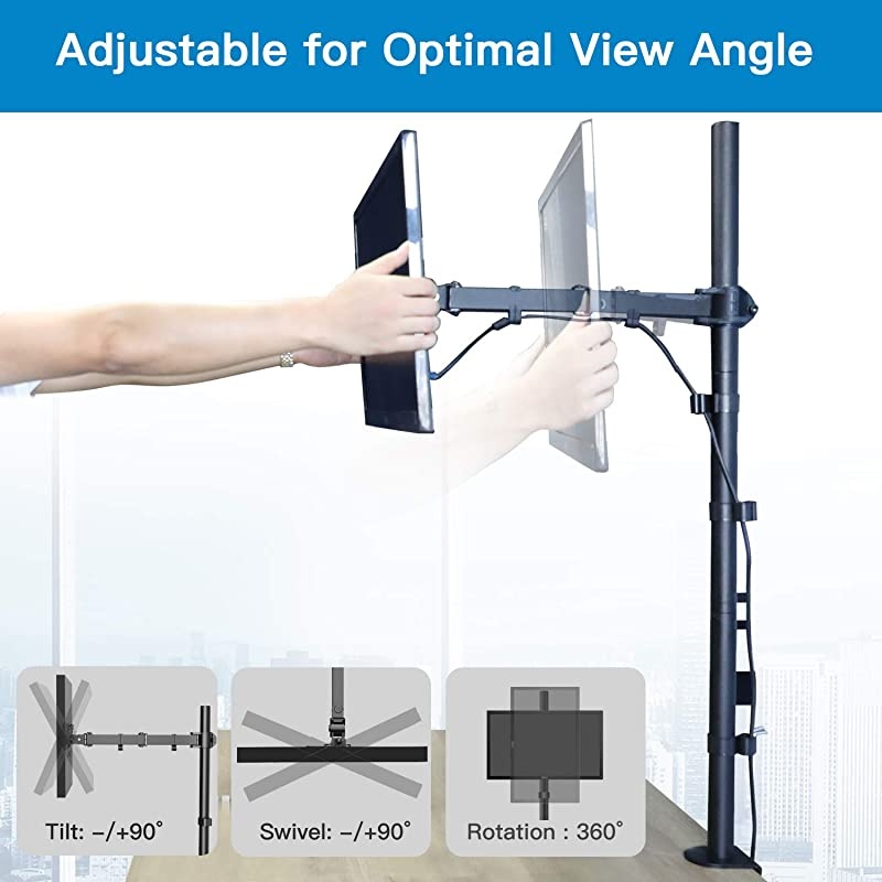 Single Monitor Stand Desk Mount 39 Inch Extra Tall Fully Adjustable Stand with C ClampGrommet Mounting Base Articulating Monitor Arm for 1332 Inch Computer Screen Holds up to 22lbs by
