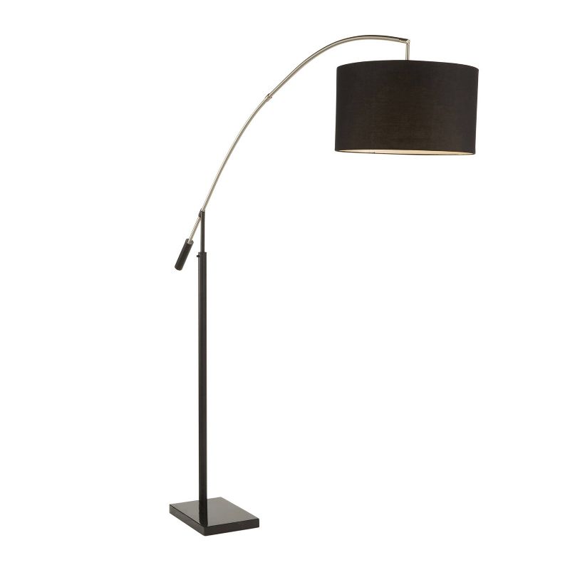 Marble Milan Contemporary Floor Lamp with Linen Shade Black (Includes LED Light Bulb) - LumiSource