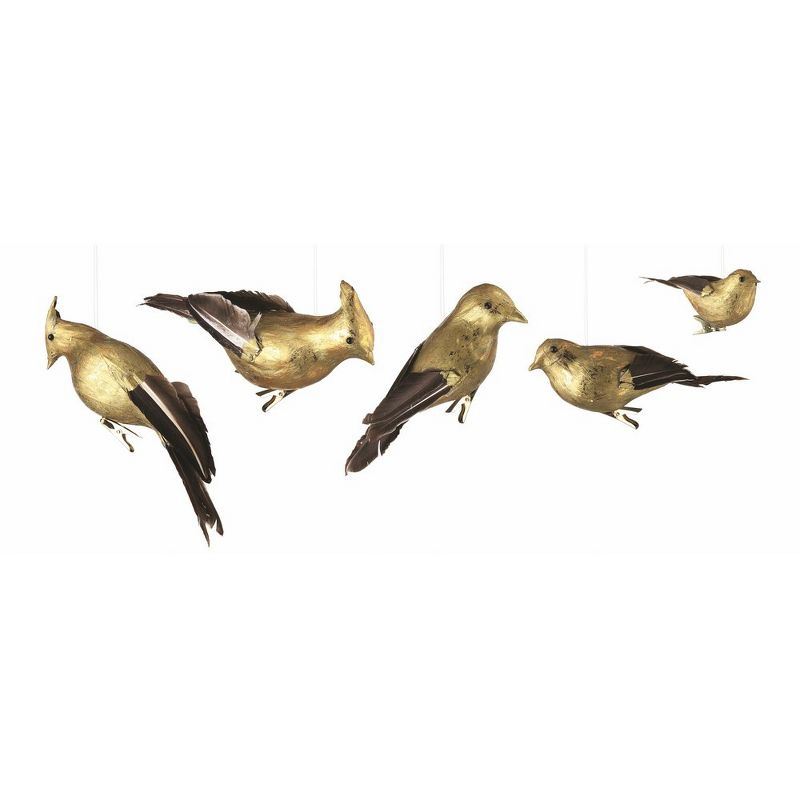 Napa Home and Garden 5ct Gilded Birds Clip-On Christmas Ornament Set 8.25" - Brown/Gold