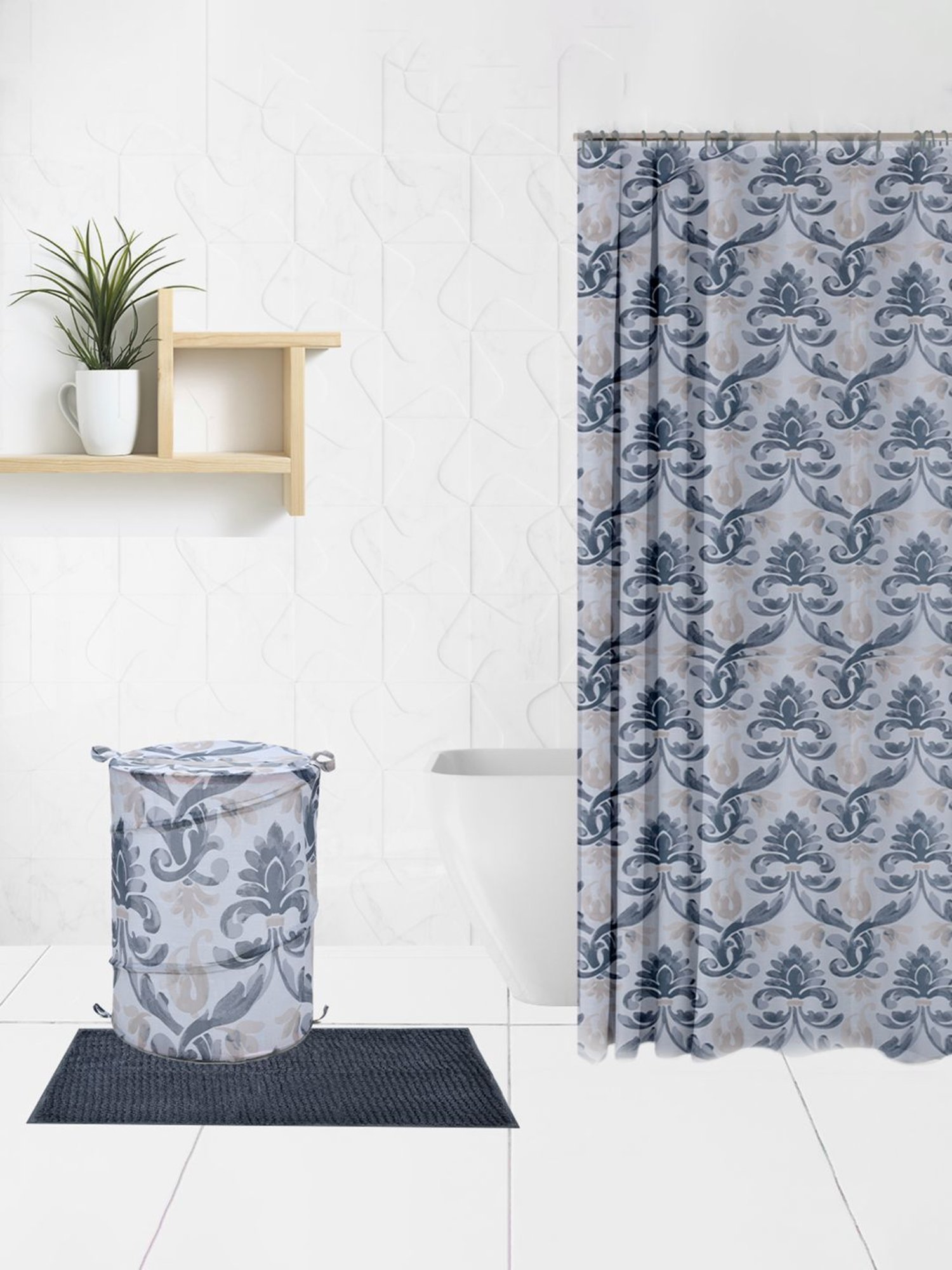 @home Nilkamal Brown Polyester Bath Utility Accessories - Set of 3