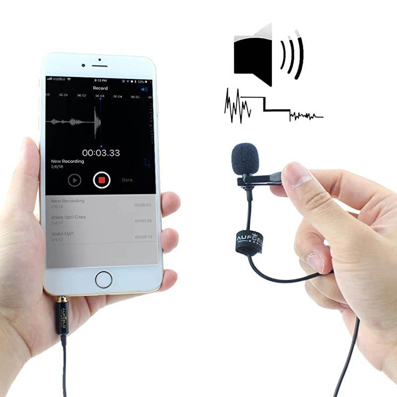 Mini Lavalier Lapel Omnidirectional Condenser Microphone Compatible with iPhone Android Windows Cellphones Clip On Interview Video Voice Podcast Noise Cancelling Mic Blogger Vlogger