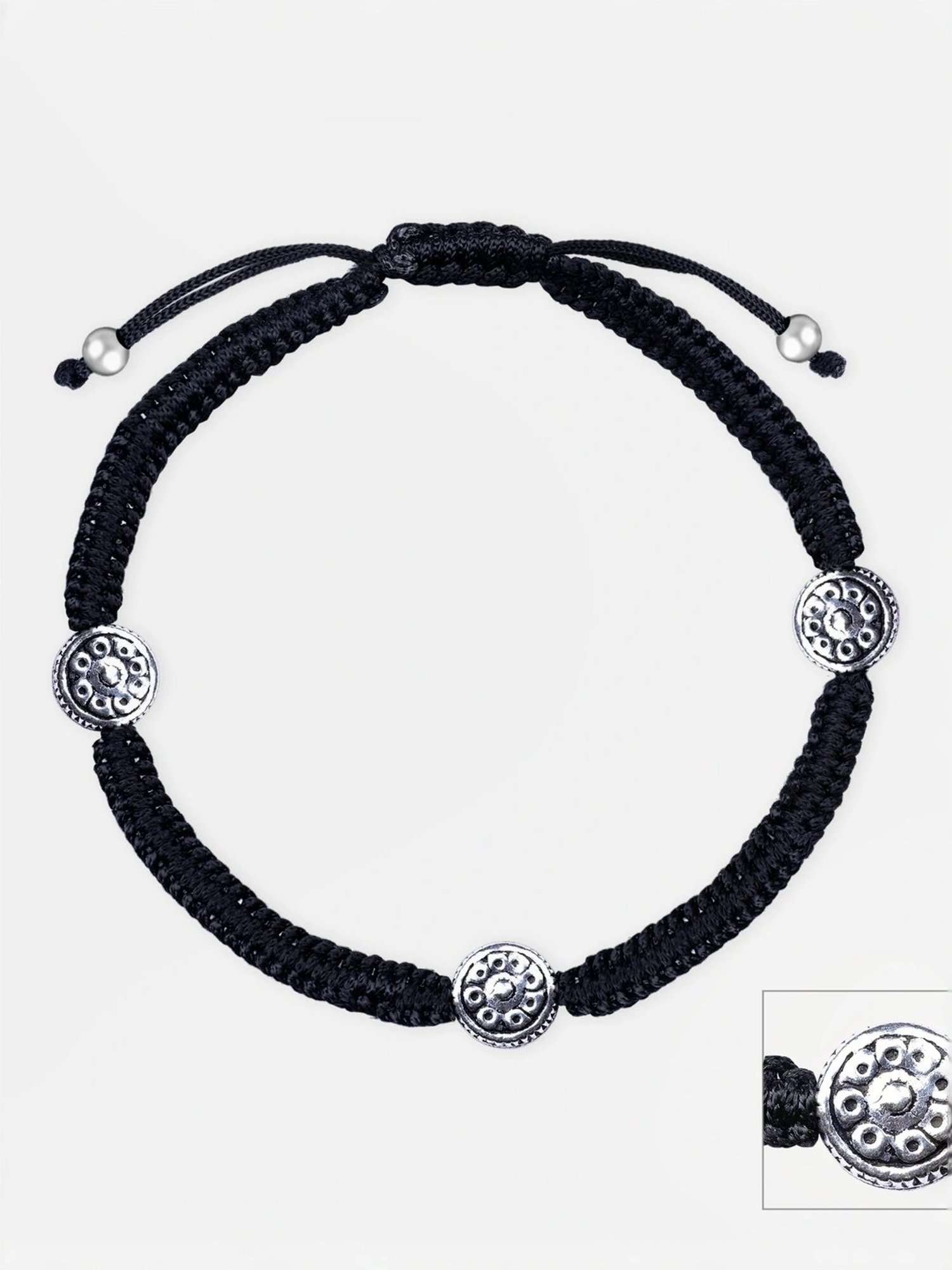 Touch925 Round Charm Silver Thread Anklet for Women