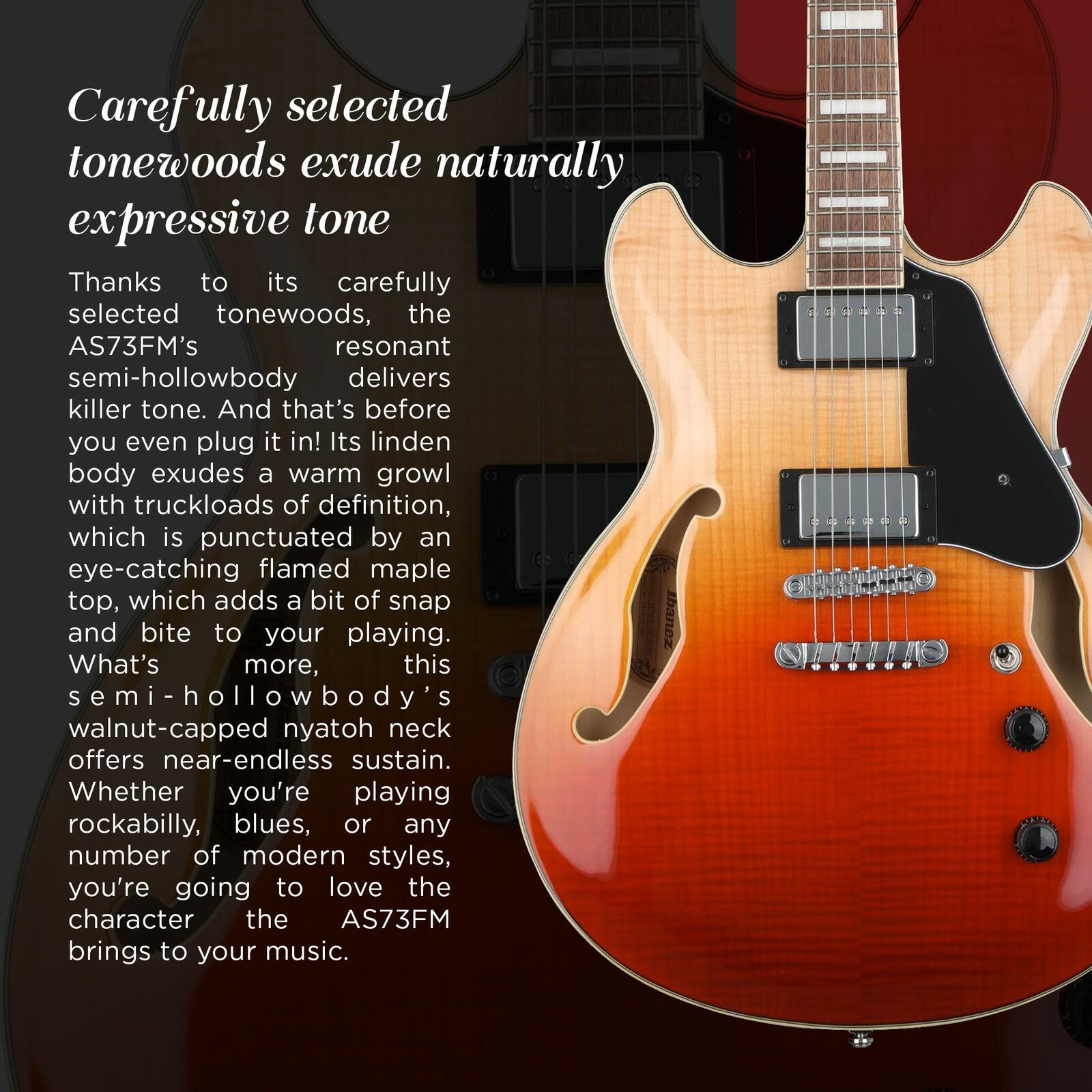 Ibanez Artcore AS73FM Semi-Hollow Electric Guitar - Transparent Autumn Fade