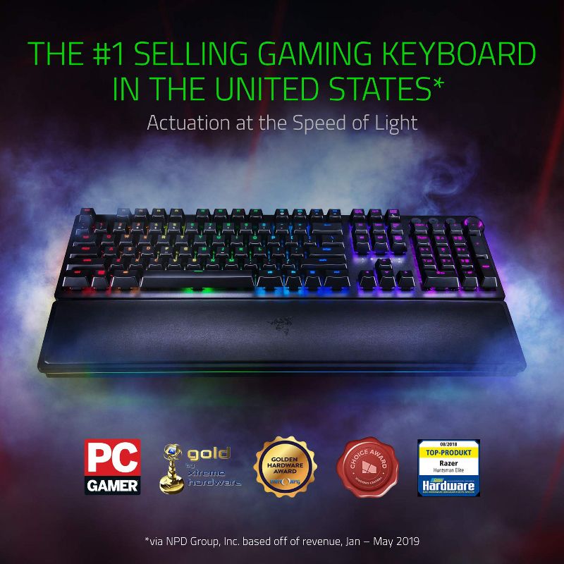 Razer Huntsman Elite Gaming Keyboard with Wrist Rest - Opto-Mechanical Switches