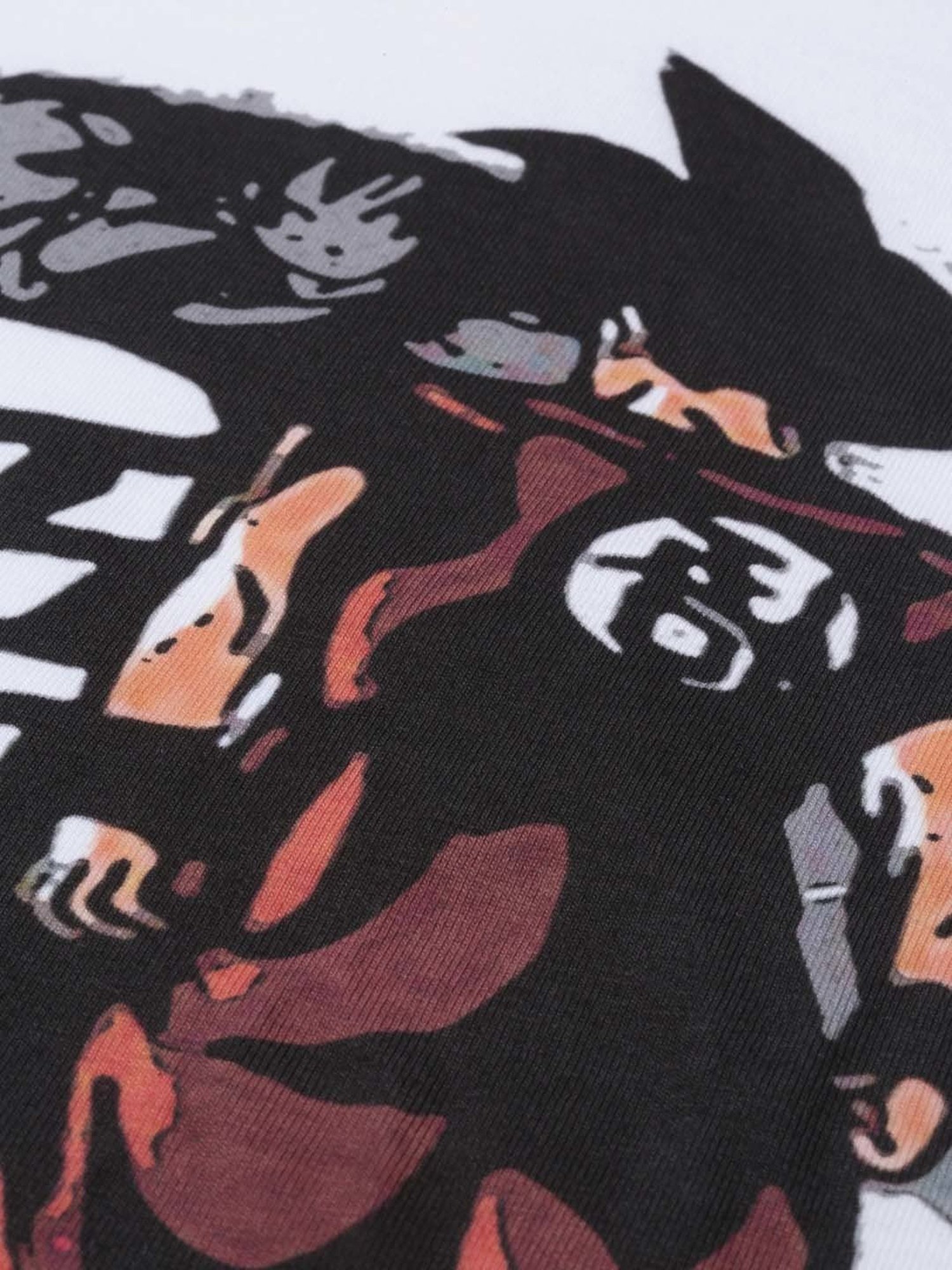 Bushirt Anime White Printed Cotton Vest