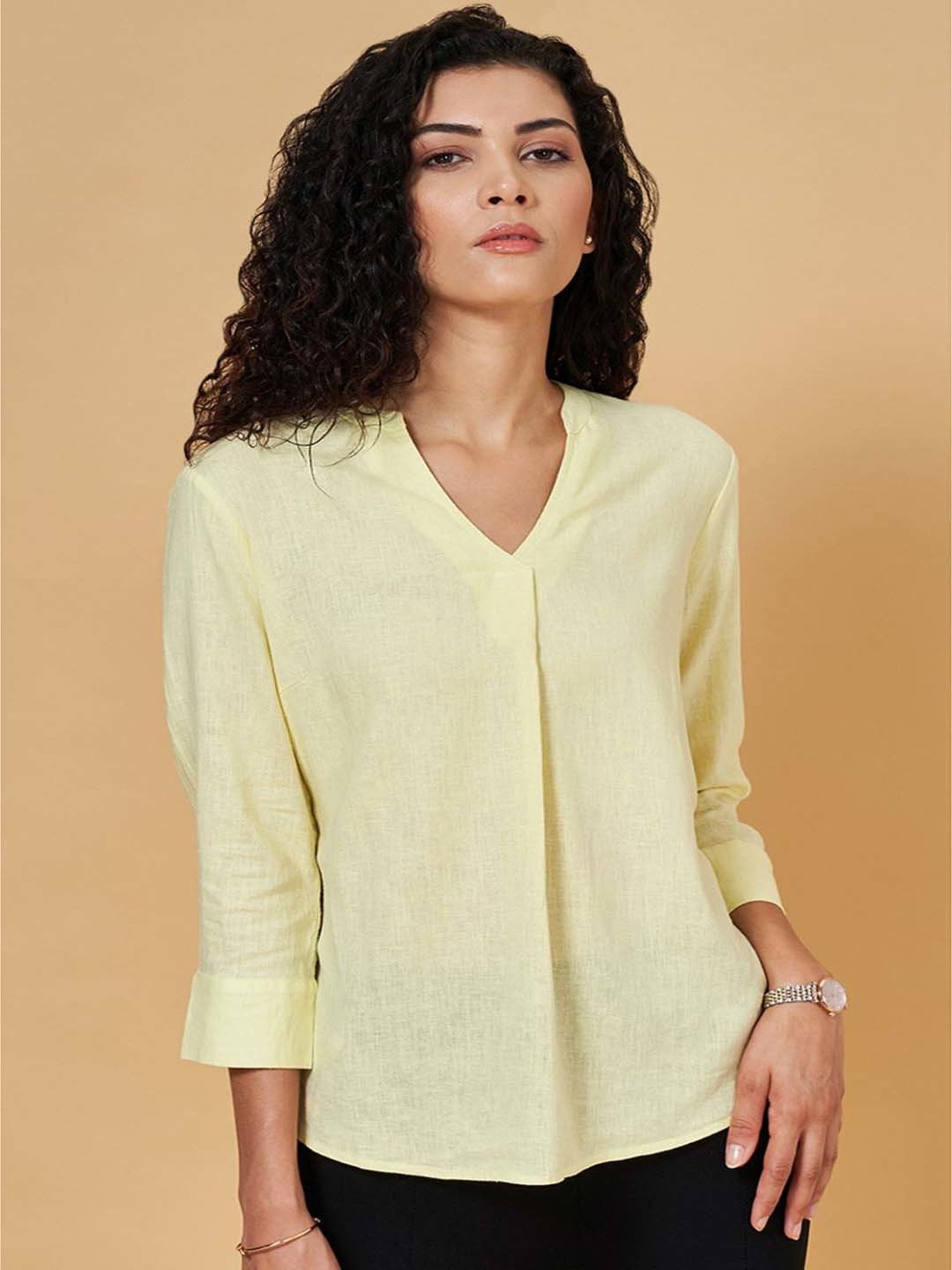 Annabelle by Pantaloons Yellow Regular Fit Top