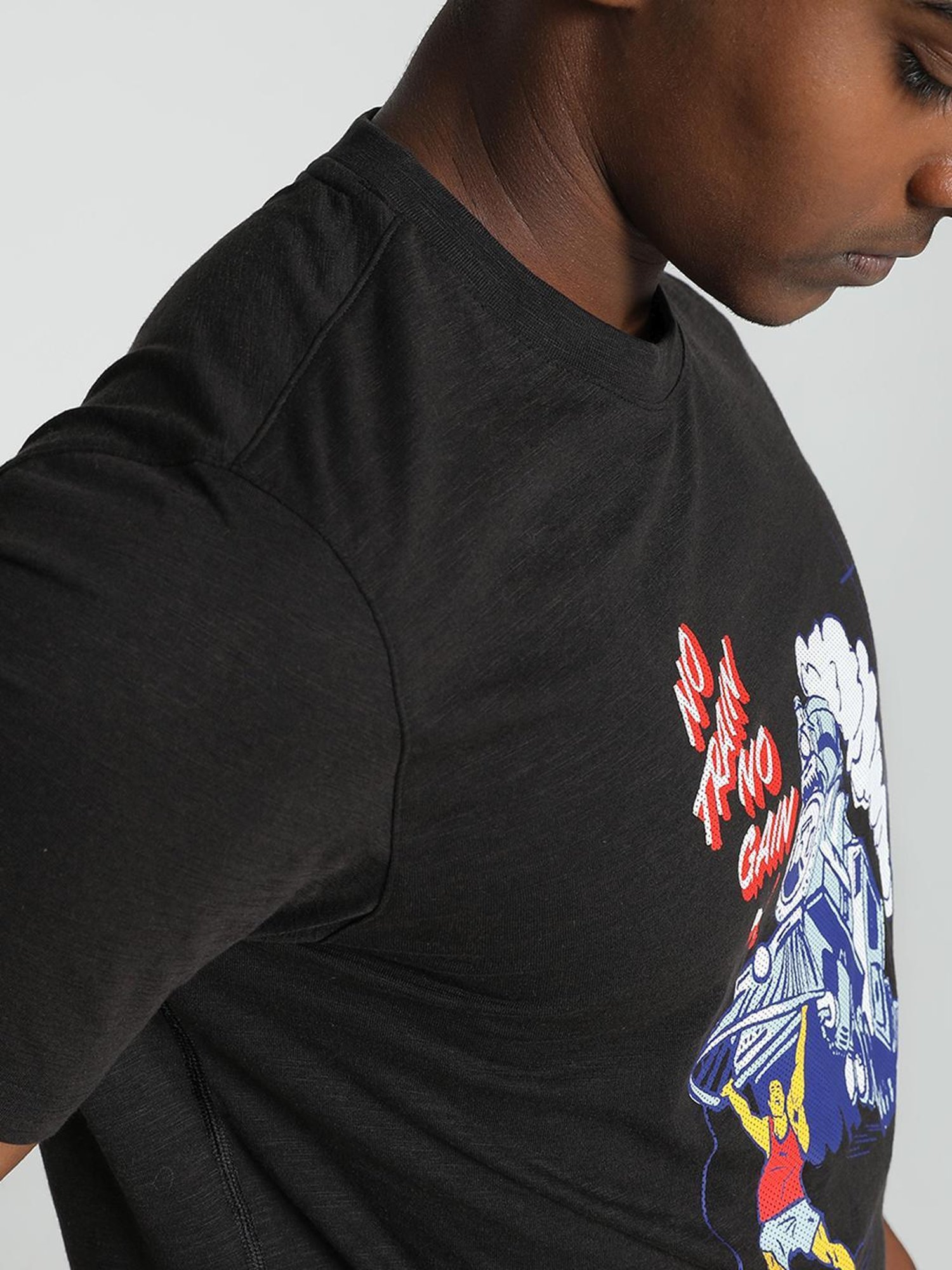 Puma Black Regular Fit Printed Sports T-Shirt