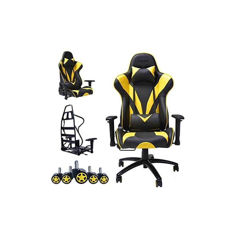 Gaming Chair Video Game Chairs Racing Style PU Leather High Back Adjustable with Headrest and Lumbar Support for Long Sessions of Computer Gaming or Office Working Chairs (White)