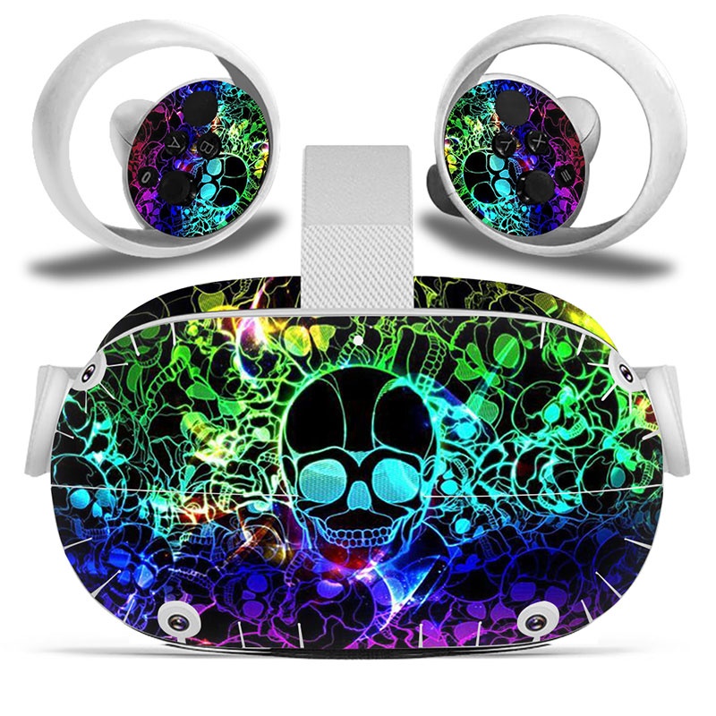Amify Vinyl Skin Sticker for Oculus Quest 2 VR Headset Controller PVC Decals Cute Cartoon Wrap Cover for Oculus Quest 2 Accessories