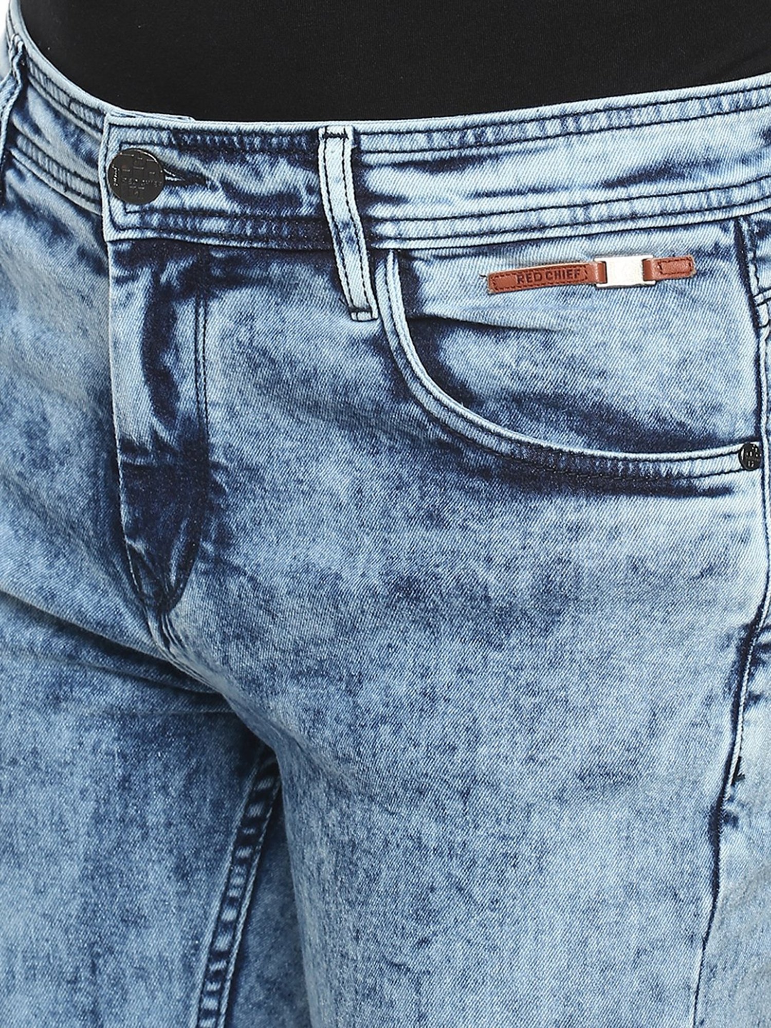 Red Chief Blue Narrow Fit Heavily Washed Jeans