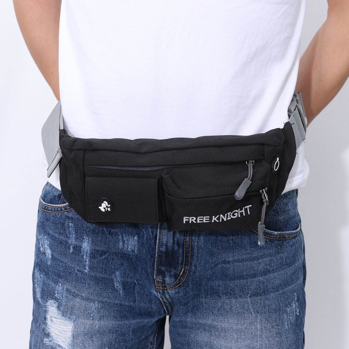 Outdoor Casual Sports Waist Bag Workout Fanny Pack Bag for Jogging Walking Hiking Climbing Camping (Black)