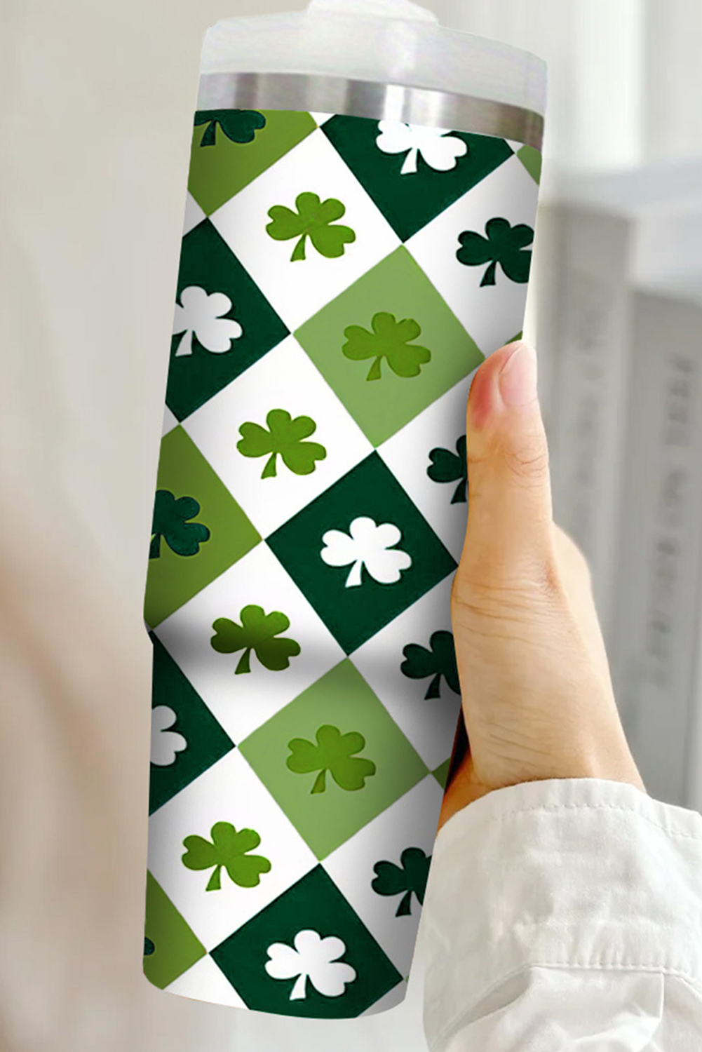 Rose Red Valentines Heart Printed Thermos Cup with Handle